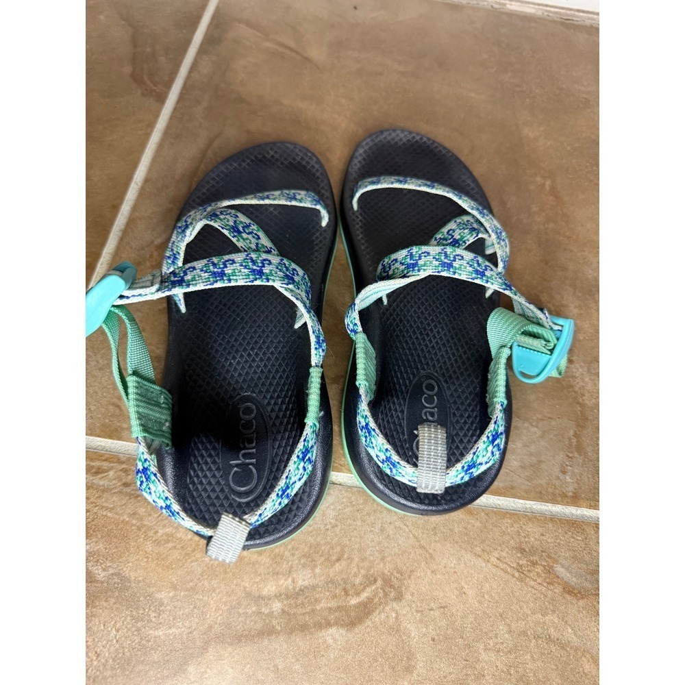 Chaco Sandals Women's Strappy Sport Active Aqua Blue Patterned Footwear - Picture 2 of 3